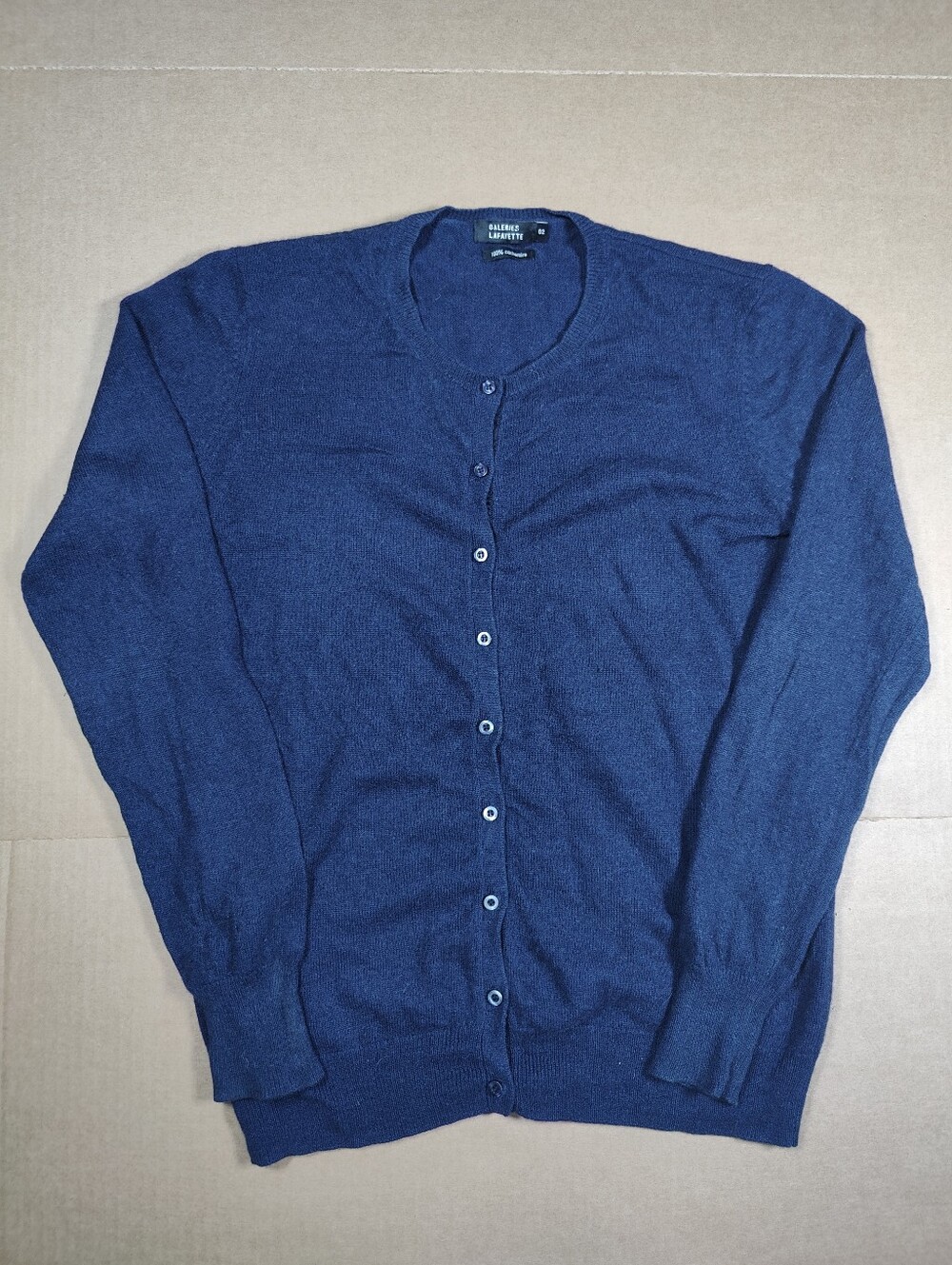 Galeries Lafayette Women's 100% Cashmere Navy Button Front Cardigan Size 2